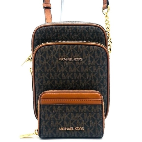 Michael Kors Medium NS Chain Xbody Bag & Jet Set Travel MD ZA Card Case Wallet - Picture 4 of 13